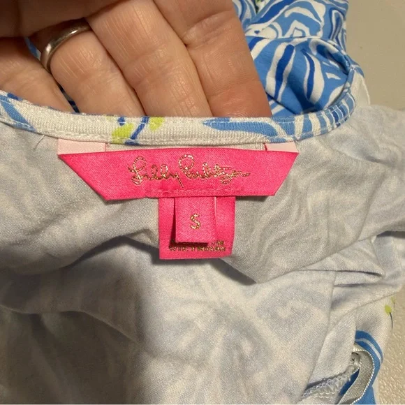 Lilly Pulitzer Noelle Maxi Dress Lunar Blue My Flutter Half Engineered Small - Picture 6 of 7